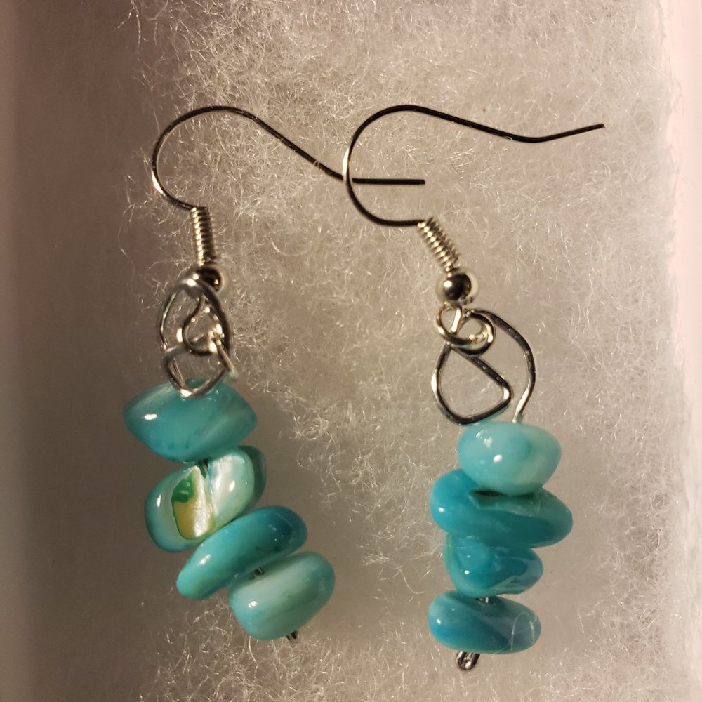 Sky light beach blue earring silver toned